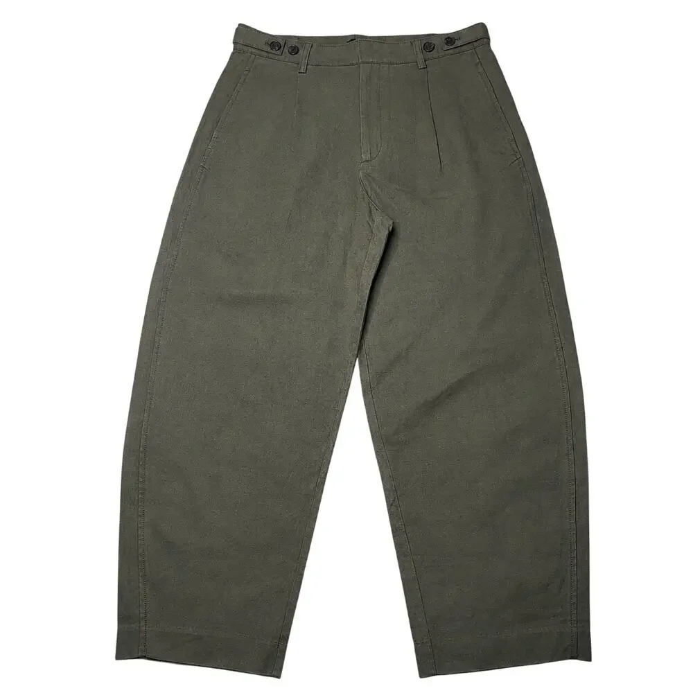 Madewell Barrel Trouser Pants Drapey Twill Olive Green Pleated Minimalist 10 - Picture 3 of 11